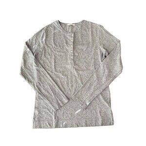 Adam Lippes Men's Medium Grey Long Sleeve Henley Tee T-shirt Soft Pima Cotton